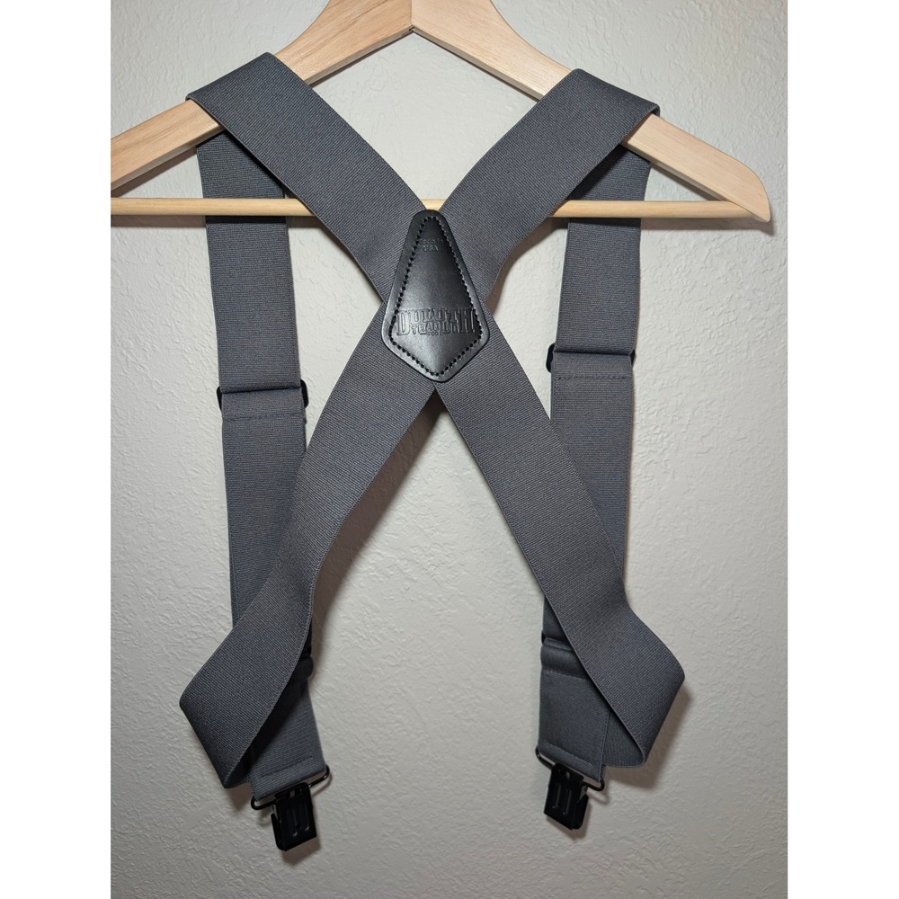 Duluth Trading Co Suspenders Mens OS Gray Excellent X-Back Side-Clip Workwear